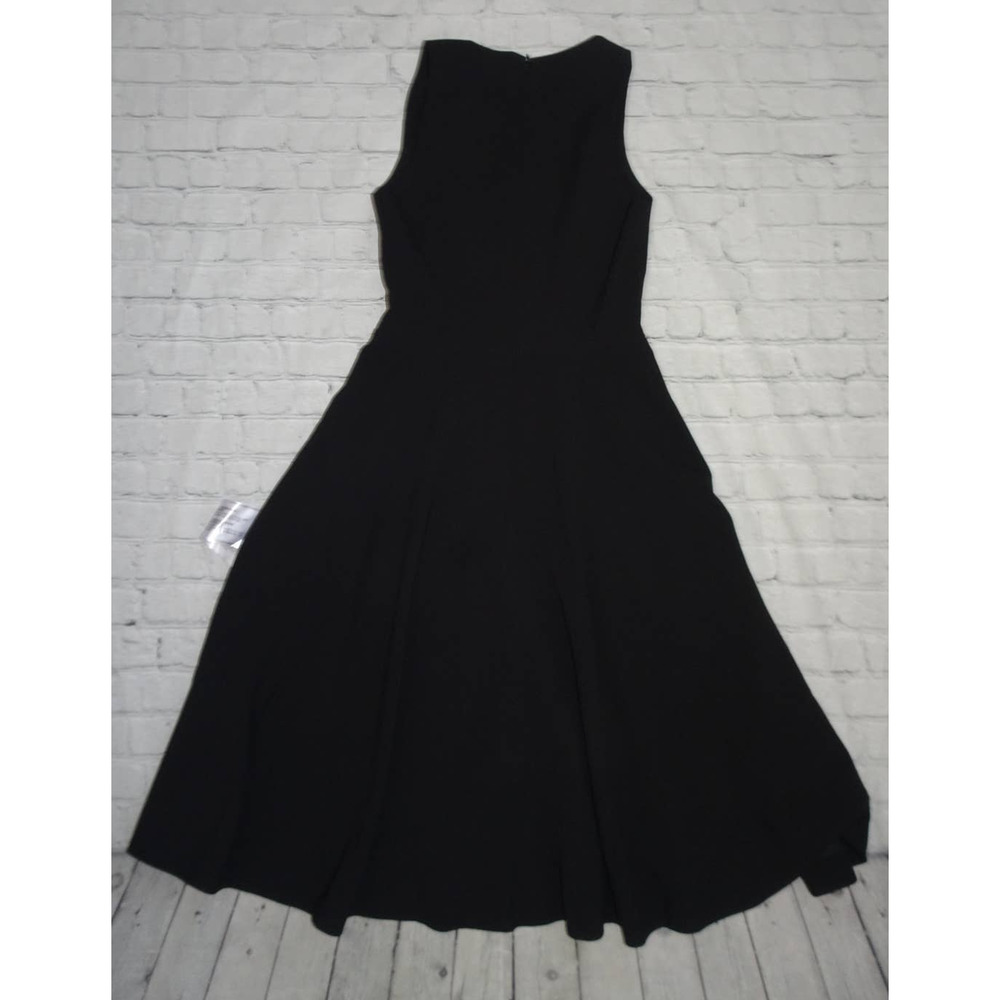 Dress the Population Catalina Solid Sleeveless Fit Flare Midi Dress Black Small - Picture 3 of 11